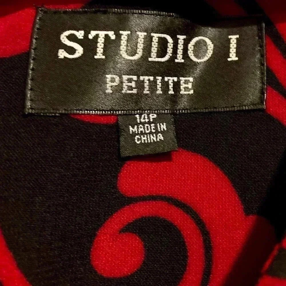 Studio 1 Petite Women’s Midi Dress Red Black Floral Sz. 14P - Picture 3 of 6